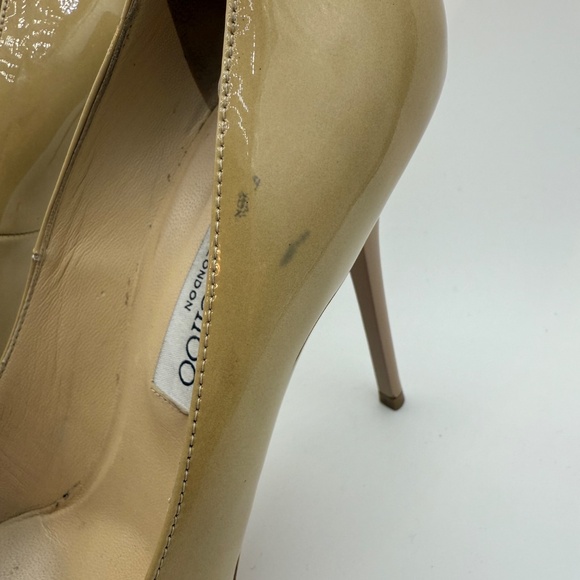 JIMMY CHOO ABEL 100MM NUDE PATENT PUMPS SIZE 41 - Picture 2 of 9